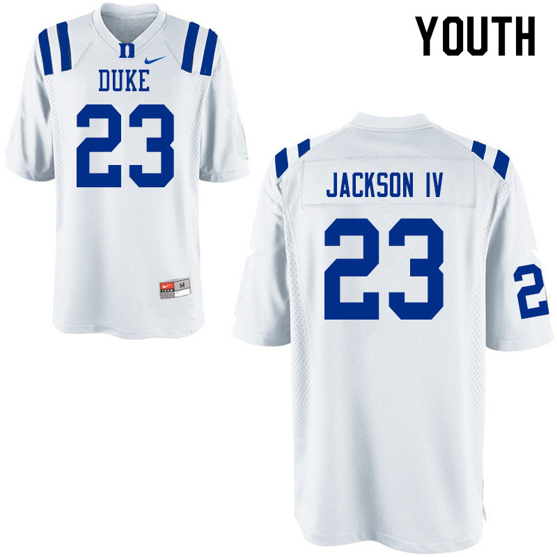 Youth #23 James Jackson IV Duke Blue Devils College Football Jerseys Sale-White - Click Image to Close